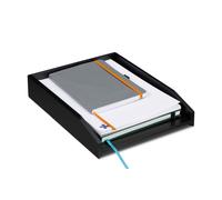 Relaxdays Corbeille à Courrier Empilable, Papier DIN A4, Bureau, Range-Documents, Bambou, HLP 6 x 25 x 33 cm, noir