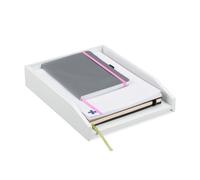 Relaxdays 10026981 Corbeille à Courrier Empilable, Papier Format A4, Bureau, Range-Documents & Lettres, Bambou, 6x25x33cm, Blanc, 6 x 25 x 33 cm