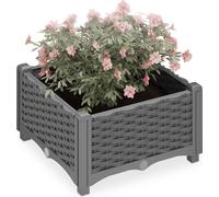 Relaxdays Jardinière, Aspect rotin, H x L x P : 23 x 40 x 40 cm, pour Le Balcon, Le Jardin ou la terrasse, Grise
