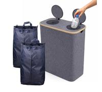 Relaxdays Bac de Collecte pour Bouteilles, 170 L, jusqu'à 60 Bouteilles, 2 Sacs Amovibles, Gris