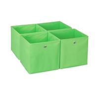 Relaxdays Bac de Rangement, lot 4, Corbeille Pliable, Trou Pratique, H x L x P : 30 x 30 x 30 cm, pour étagère, Vert