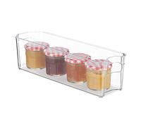 Relaxdays Bac de Rangement, Lot de 3, Organiseur de Cuisine étroit avec poignées, pour Aliments, 10 x 11 x 37,5 cm, Transparent