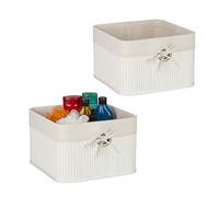 Relaxdays Bac de Rangement, lot Pratique de 2, Doublure, poignée, H x L x P : 20 x 31 x 31 cm, Blanc