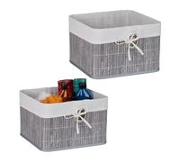 Relaxdays Bac de Rangement, lot Pratique de 2, Doublure, poignée, H x L x P : 20 x 31 x 31 cm, Gris et Blanc