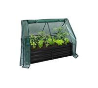 Relaxdays Jardinière surélevée avec Serre en métal galvanisé, Fleurs, Plantes, légumes, 92x125x95 cm, Noir