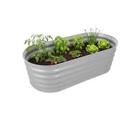 Relaxdays Bac Potager Demi-Lune, métal galvanisé, Fleurs, Plantes & légumes, H x L x P : 45 x 150 x 60 cm, Gris Clair