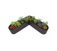 Relaxdays bac Potager en L galvanisé pour légumes, Herbes, Fleurs, H 43 cm, L 213 cm, P 213 cm, Anthracite