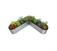 Relaxdays bac potager en L, métal galvanisé, HxLxP: 43 x 213 x 213 cm, pour légumes, herbes, fleurs, argent