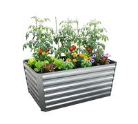 Relaxdays Bac Potager surélevé en métal galvanisé, Fleurs, légumes, 60x120x60 cm, rectangulaire, Argent