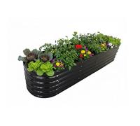 Relaxdays Bac Potager surélevé en métal XXL Semi-Circulaire, Fleurs, légumes, HxLxP : 45x240x60 cm, Anthracite