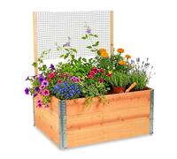 Relaxdays Bac Potager surélevé modulaire en Bois avec Treillis, pour Plantes grimpantes, 118x120x80 cm, Naturel