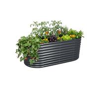 Relaxdays bac Potager surélevé Ovale, métal galvanisé, pour Fleurs, Plantes et légumes, 80x200x100 cm, Anthracite