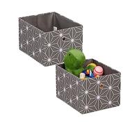 Relaxdays Bac Rangement en Lot de 2, rectangulaire, sans Couvercle, H x L x P : 16 x 20 x 25 cm, Gris et Blanc