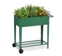 Relaxdays Bac surélevé à roulettes et tablette