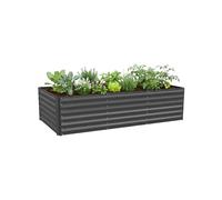 Relaxdays bac surélevé en Acier galvanisé pour Fleurs, Plantes et légumes, 57x240x90 cm, Anthracite
