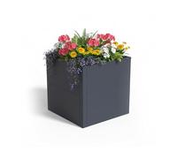 Relaxdays Bac surélevé en Acier thermolaqué pour Fleurs, Plantes & légumes, 50x50x50 cm, Gris