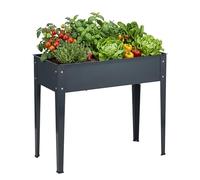 Relaxdays Bac surélevé en Acier thermolaqué pour Jardin, Balcon & terrasse, Anthracite, 80 x 85 x 40 cm