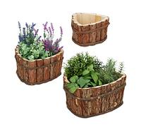 relaxdays Bacs à Fleurs en Bois Jeu de 3, pour Jardin, pour Plantes, sur Le Balcon et à la fenêtre, 3 Tailles, Nature