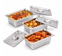 Relaxdays Bacs gastro GN 1/4 en inox, set de 3