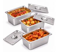 Relaxdays Bacs gastro GN 1/4 en inox, set de 3