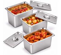 Relaxdays Bacs gastro GN 1/4 en inox, set de 3