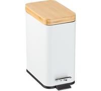 relaxdays Bad Poubelle 5 l avec couvercle en bambou