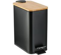 relaxdays Bad Poubelle 5 l avec couvercle en bambou