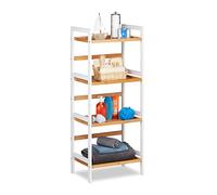 Relaxdays Bain, cosmétique, et ustensiles, Etagère de Bambou,différentes Tailles, Blanc/Naturel, MDF, Nature, 110 x 45 x 31,5 cm
