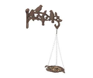Relaxdays Bain d’Oiseaux, Conception en Fonte de Fer, Marron | fixation murale, H x L x P : 42 x 25 x 10,5 cm