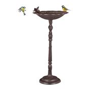 Relaxdays Abreuvoir en Fonte sur Pied, Soucoupe mangeoire pour Oiseaux Sauvages 74,5 cm Haut, Brun, Marron