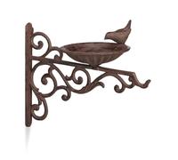 Relaxdays Abreuvoir en fonte mangeoire oiseaux jardin équerre mural porte bain oiseaux déco HxlxP: 24x28x14 cm, marron