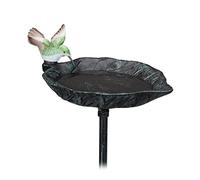 Relaxdays Bain d’Oiseaux, Fonte de Fer, décoration,à Planter, HLP : 100,5 x 13,5 x 19 cm, Jardin, Vert foncé