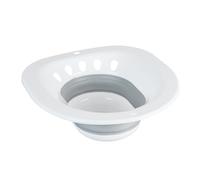 Relaxdays Bain de siège pour Soins intimes, Bidet de Toilette, Amovible, HLP : 12x36x39 cm, en Plastique, Blanc/Gris