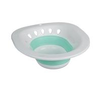 Relaxdays Bain de siège pour Soins intimes, Bidet de Toilette, HLP : 12 x 36 x 39 cm, en Plastique, Blanc/Turquoise