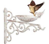 relaxdays Abreuvoir en Fonte pour Mur, Bain Vintage, Oiseaux Sauvages déco Jardin HxlxP: 24x28x14cm,Blanc