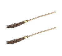 Relaxdays Balai de sorcière, Lot de 2, Accessoire de Costume, Halloween, 97 cm de Long, pour Hommes et Femmes, Nature