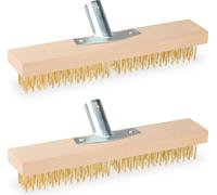 Relaxdays Balais métalliques, Lot de 2, Retirer Mousse & saleté, brosses de Rechange, Jardin & terrasse, Nature - doré