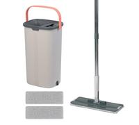 Kit balai plat, seau essoreur, système d'essorage, 2 compartiments, 5 L