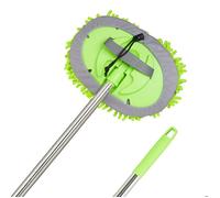 Relaxdays Balai télescopique de nettoyage voiture, 2 en 1, 160 cm, microfibre, pour entretien véhicule, vert - argenté