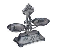 Relaxdays Balance de cuisine, Décorative, Rétro, Vintage, Ancien, Antiquité, Fonte, 3 Poids, Deux plateaux, Gris/Noir