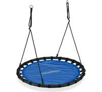 Relaxdays Balançoire nid d'oiseau acier EVA Tissu rond 120 cm à suspendre enfant adulte jardin extérieur 100 kg, Bleu