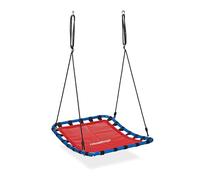 Relaxdays Balançoire nid d’oiseau, enfants et adultes, charge maximum 100 kg, réglable, L x P 76 x 103 cm, jardin, rouge