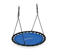 Relaxdays Balançoire nid d'oiseau acier EVA Tissu rond 120 cm à suspendre enfant adulte jardin extérieur 100 kg, Bleu