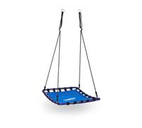 Relaxdays Balançoire nid d'oiseau carré pour le jardin à suspendre HxlxP: 153 x 74 x 98 cm, poids max 100 kg, bleu noir