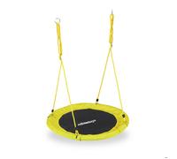 Relaxdays Balançoire nid d'oiseau rond 110 cm à suspendre enfant adulte jardin extérieur Ø 110 cm, 100 kg, jaune