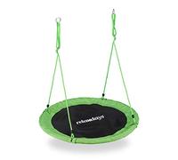 Relaxdays Balançoire nid d'oiseau rond 110 cm à suspendre enfant adulte jardin extérieur Ø 110 cm, 100 kg, vert