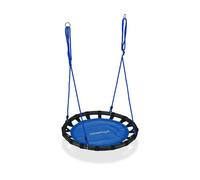 Relaxdays Balançoire nid d'oiseau rond 80 cm à suspendre panier enfant adulte jardin extérieur 100 kg , bleu