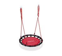 Relaxdays Balançoire nid d'oiseau rond 80 cm à suspendre panier enfant adulte jardin extérieur 100 kg , rouge