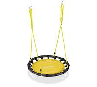 Relaxdays Balançoire nid d'oiseau rond 80 cm à suspendre panier enfant adulte jardin extérieur 100 kg , jaune