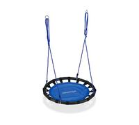 Relaxdays Balançoire nid d'oiseau rond 80 cm à suspendre panier enfant adulte jardin extérieur 100 kg , bleu